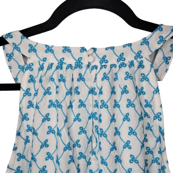 NWT Torrid 2X 18-20 Tiered Babydoll Top, White and Blue - Picture 10 of 11